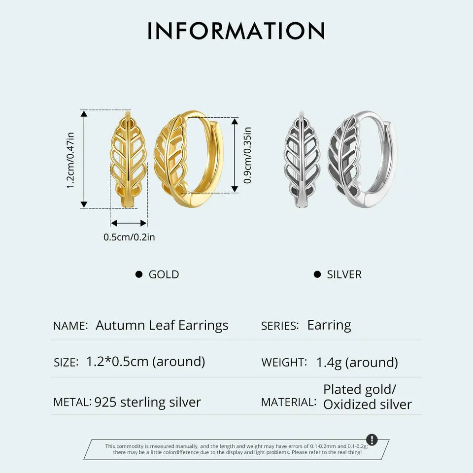 ERFARY Gold Autumn Leaf Earrings