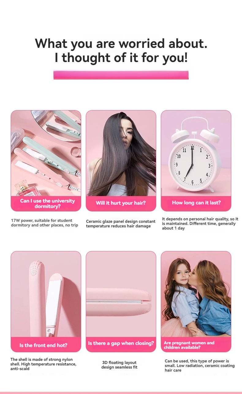 Mini Hair Straightener, Multi-color Splint.