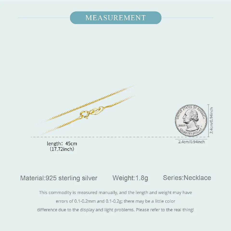 ERFARY Gold Over 925 Sterling Silver Chain Necklace