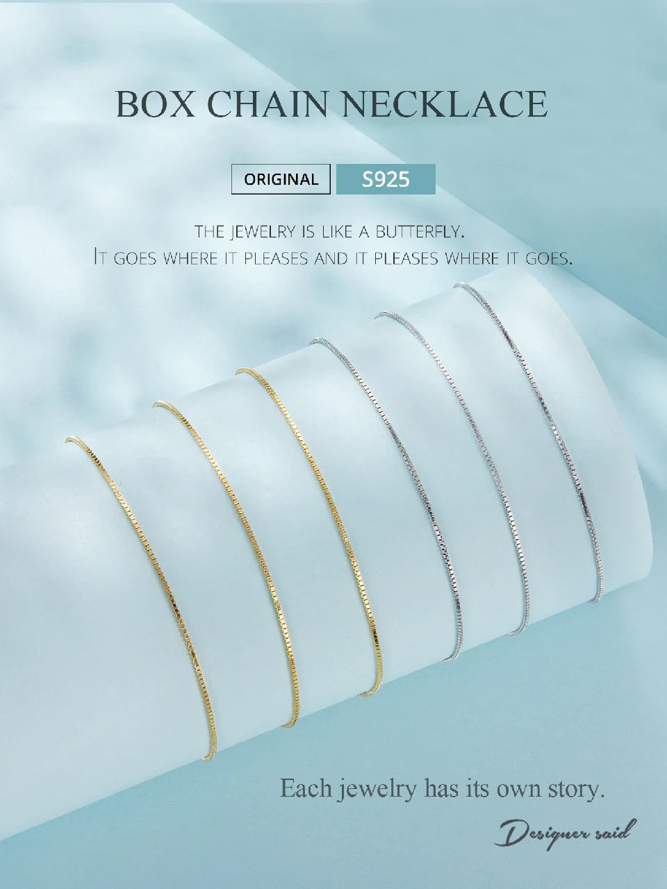 ERFARY Gold Over 925 Sterling Silver Chain Necklace